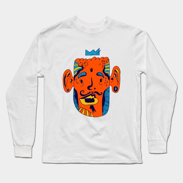 Orange Blue Strange King Pierre Long Sleeve T-Shirt by kenallouis